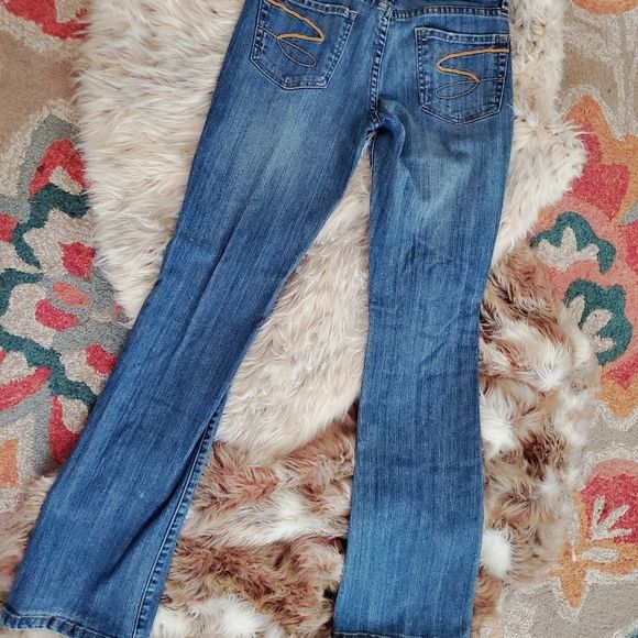 SEVEN7 DENIM JEANS IN CLASSIC FLARE MEDIUM WASH DISTRESSED TONE WITH STRETCH - Picture 11 of 11
